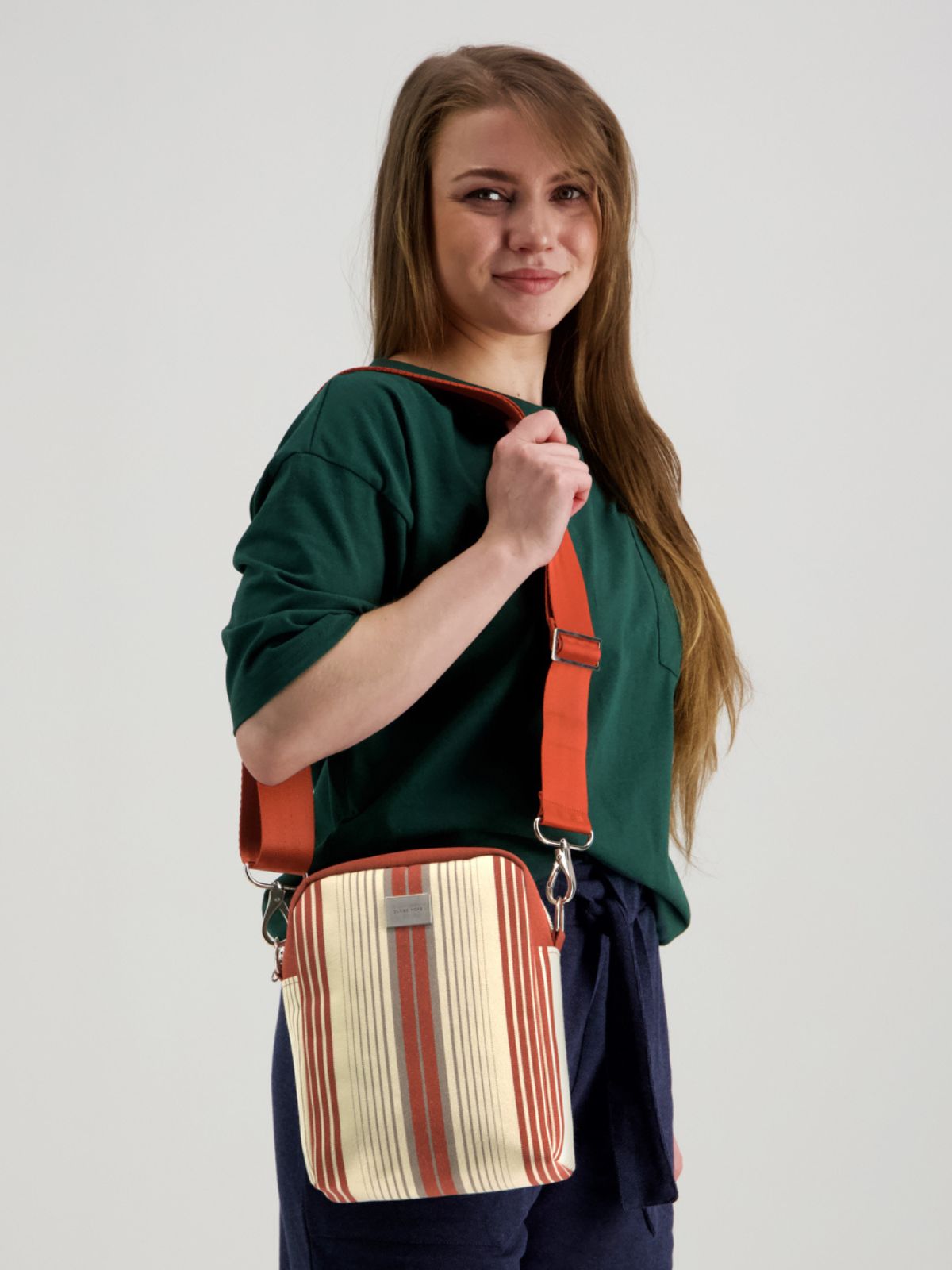 SOLEIL laukku, terrakottaraidallinen