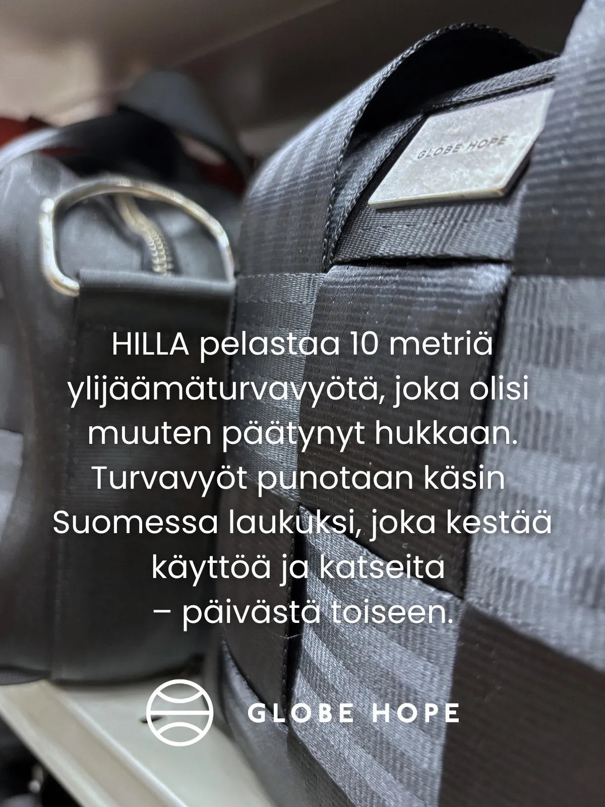 Globe Hope, Hilla laukun materiaali-info.