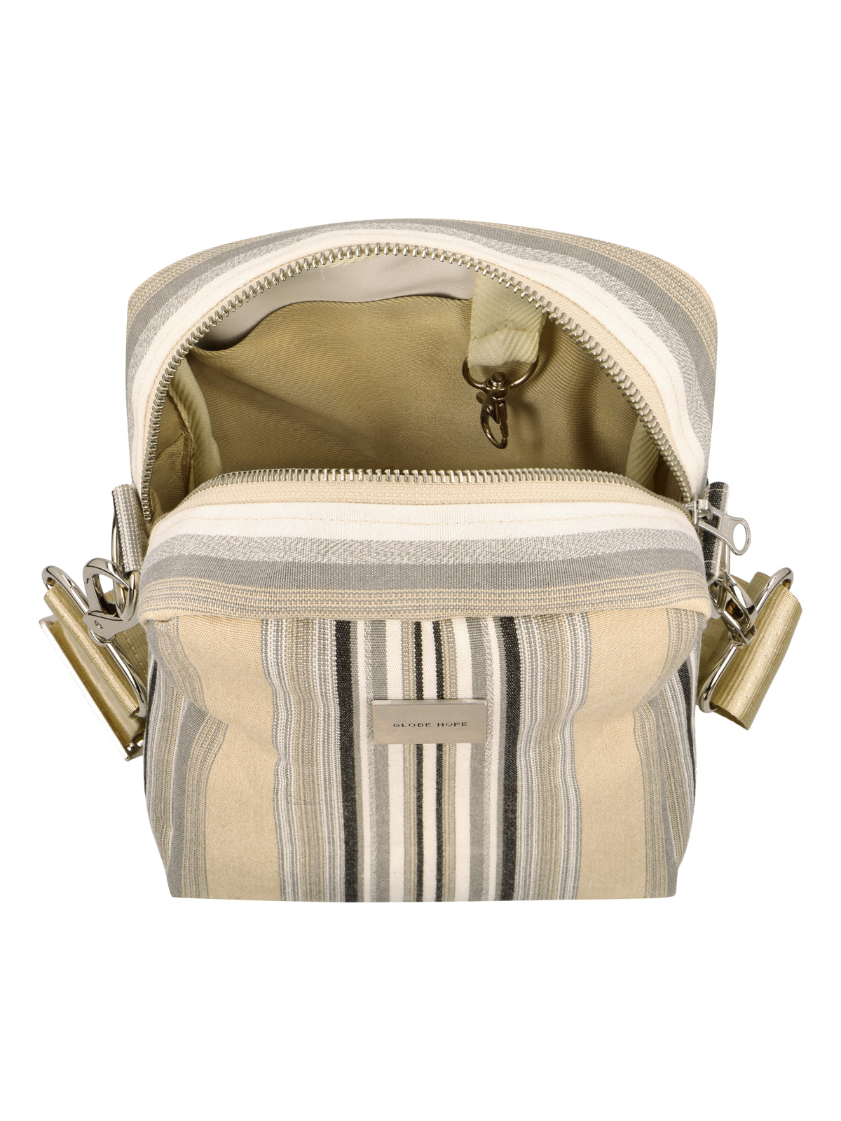 SOLEIL laukku, beigeraidallinen