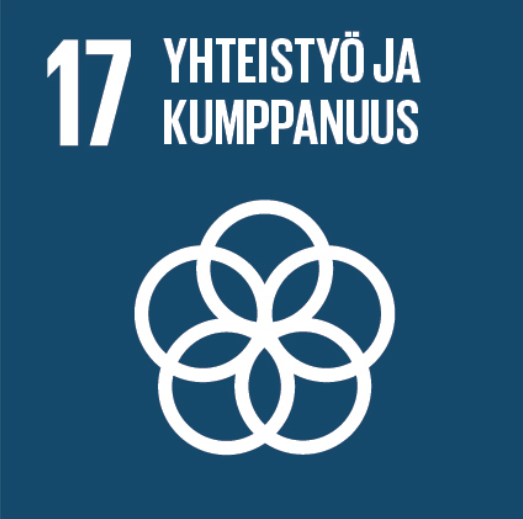 YK:n kestävän kehityksen tavoitteet 2030, 17 yhteistyö ja kumppanuus, kuvake.