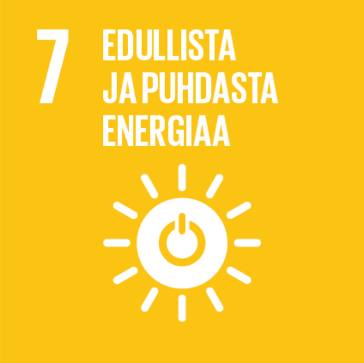 YK:n kestävän kehityksen tavoitteet 2030, 7 edullista ja puhdasta energiaa, kuvake.