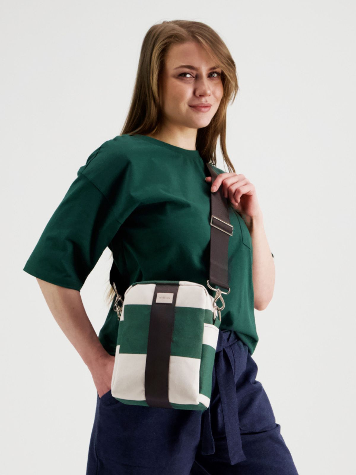 SOLEIL laukku, vihreäraidallinen