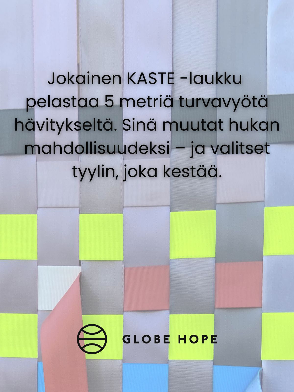 Globe Hope, Kaste laukun materiaali-info.